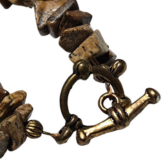 Boho Natural Stone Chunky Gemstone Beaded Bracelet Toggle Clasp Fashion Jewelry - Picture 3 of 5